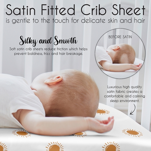 Boho Sun White and Pumpkin Collection Satin Fitted Crib Sheet - alt image 4