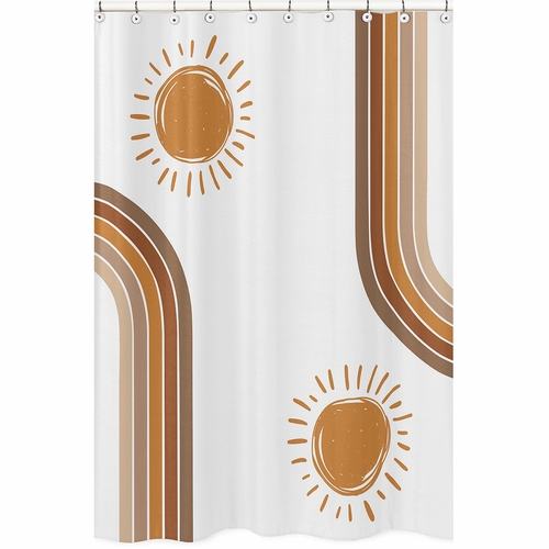 Boho Sun White and Pumpkin Collection Shower Curtain