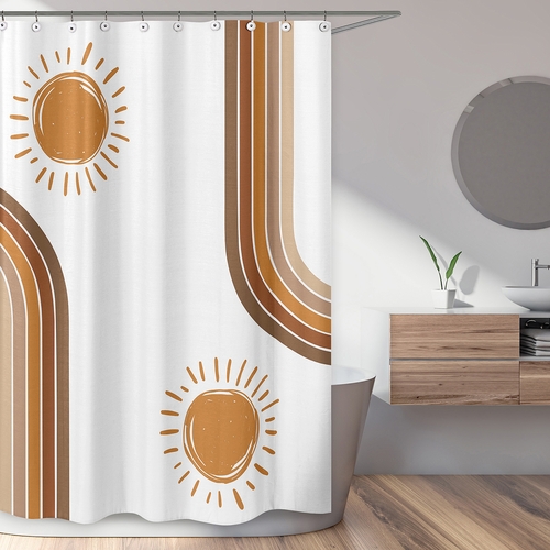 Boho Sun White and Pumpkin Collection Shower Curtain - alt image 1