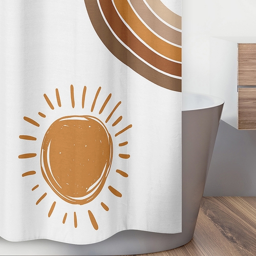 Boho Sun White and Pumpkin Collection Shower Curtain - alt image 2