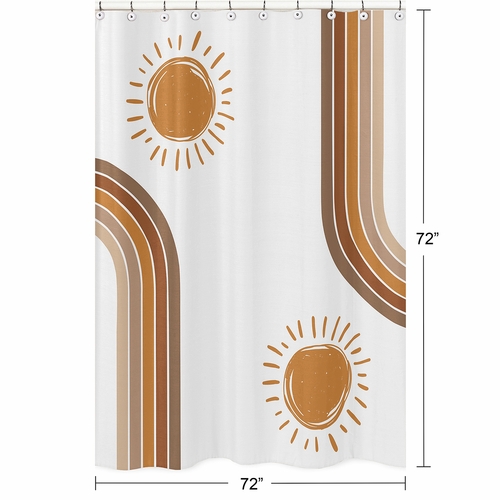 Boho Sun White and Pumpkin Collection Shower Curtain - alt image 4