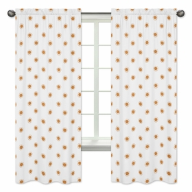 Boho Sun White and Pumpkin Collection Window Panels - Set of 2
