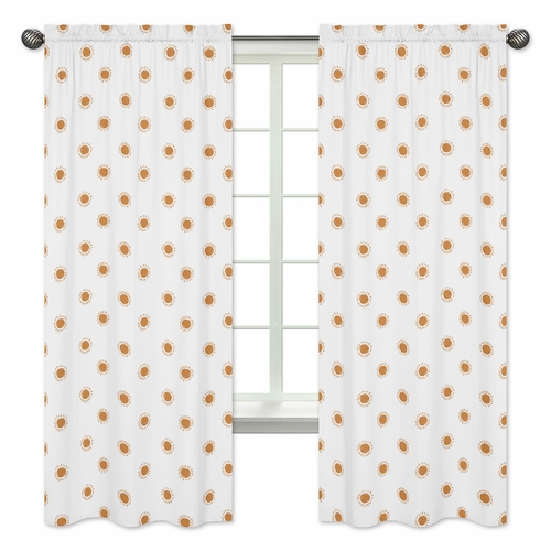 Boho Sun White and Pumpkin Collection Window Panels - Set of 2