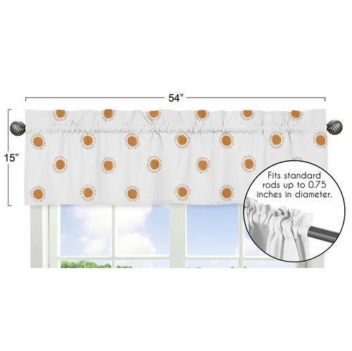 Boho Sun White and Pumpkin Collection Window Valance - alt image 4