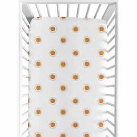Boho Sun White and Pumpkin Crib Sheet