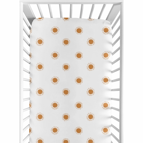 Boho Sun White and Pumpkin Crib Sheet