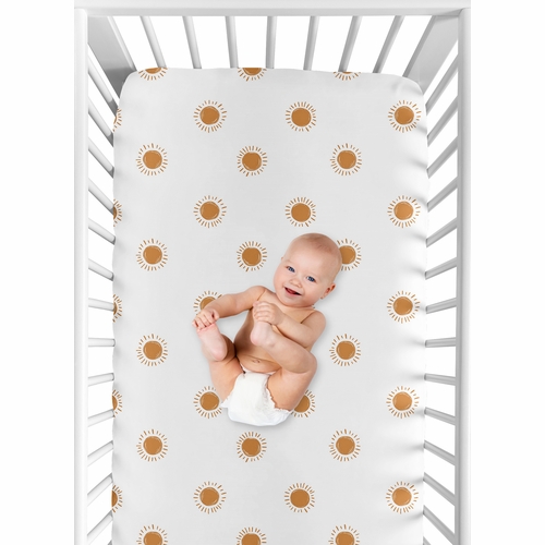Boho Sun White and Pumpkin Crib Sheet - alt image 3