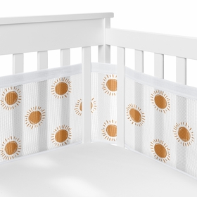 Boho Sun White and Pumpkin Sweet Jojo Designs + BreathableBaby Breathable Mesh Crib Liner