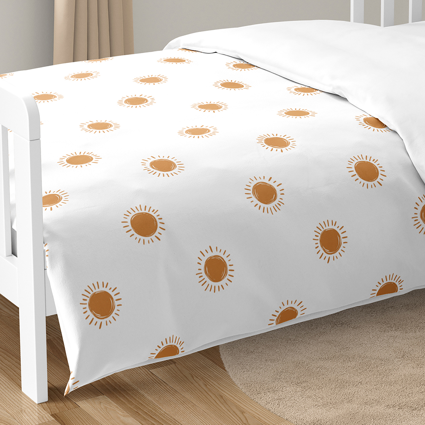 Boho Sun White and Pumpkin Collection Toddler Bedding