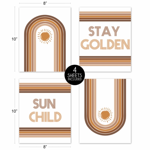 Boho Sun White and Pumpkin Wall Art Prints - Set of 4 - alt image 4
