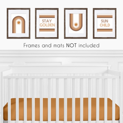 Boho Sun White and Pumpkin Wall Art Prints - Set of 4 - alt image 1
