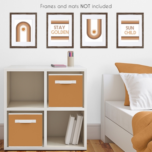 Boho Sun White and Pumpkin Wall Art Prints - Set of 4 - alt image 2