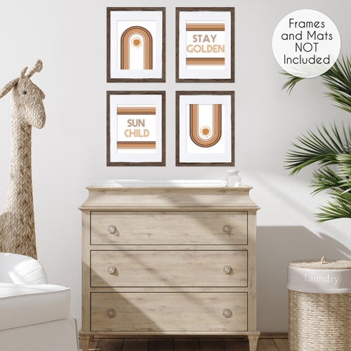 Boho Sun White and Pumpkin Wall Art Prints - Set of 4 - alt image 3