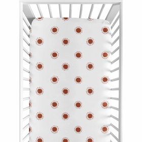 Boho Sun White and Rust Crib Sheet