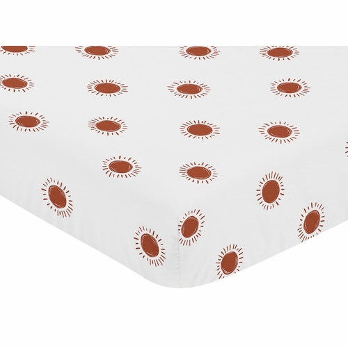 Boho Sun White and Rust Crib Sheet - alt image 2