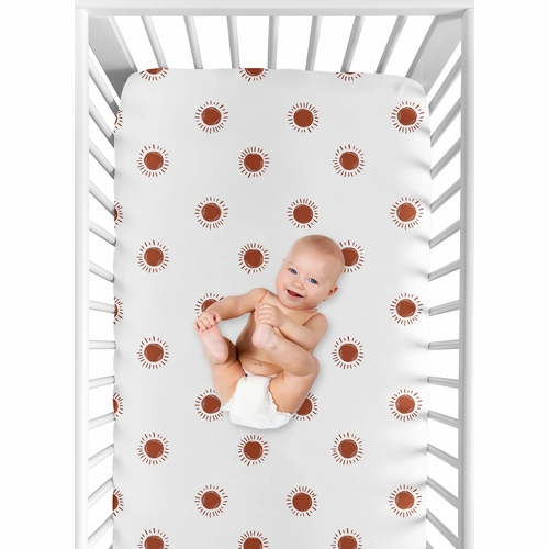 Boho Sun White and Rust Crib Sheet - alt image 3