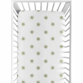 Boho Sun White and Sage Crib Sheet