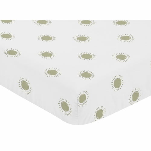 Boho Sun White and Sage Crib Sheet - alt image 2