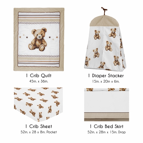 Boho Teddy Bear Collection 4 Piece Crib Bedding - alt image 1