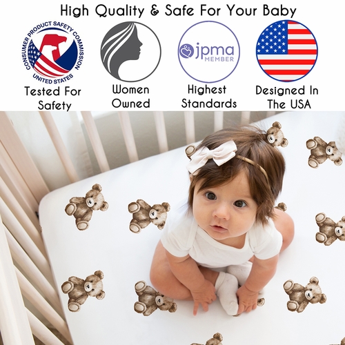 Boho Teddy Bear Collection Crib Sheet - alt image 2