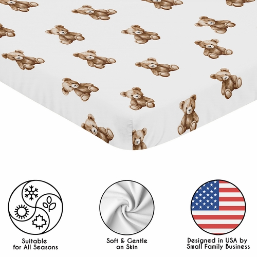 Boho Teddy Bear Collection Mini Crib Sheet - alt image 1