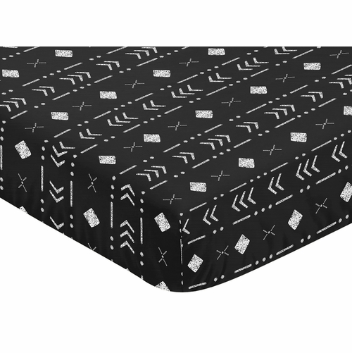 Boho Tribal Black and White Crib Sheet - alt image 2