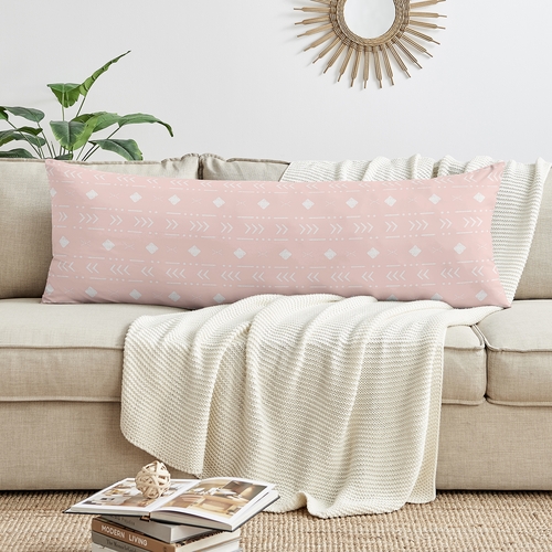 Boho Tribal Blush Pink and White Full Length Body Pillow Cover - alt image 2