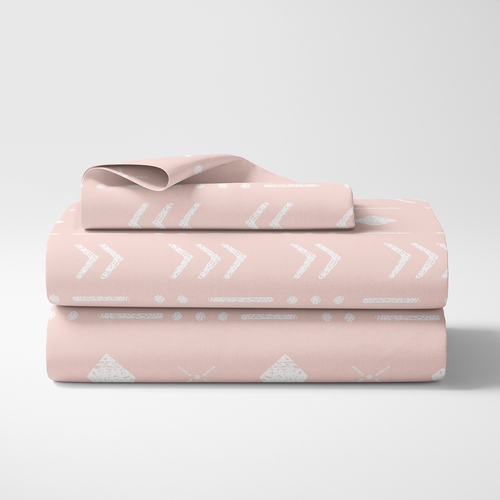Boho Tribal Blush Pink and White Twin Sheet Set - alt image 1
