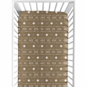 Boho Tribal Cocoa Brown and White Crib Sheet