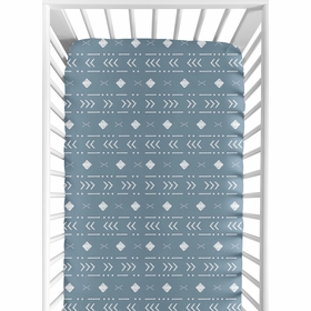 Boho Tribal Dark Blue and White Crib Sheet