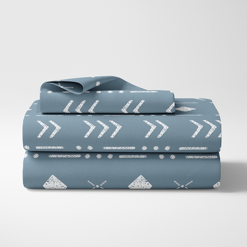 Boho Tribal Dark Blue and White Twin Sheet Set - alt image 1