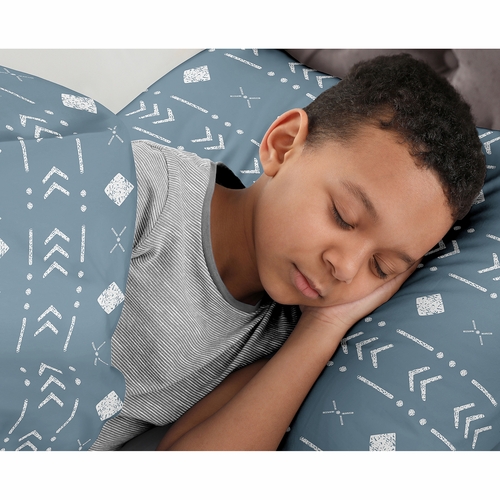 Boho Tribal Dark Blue and White Twin Sheet Set - alt image 2