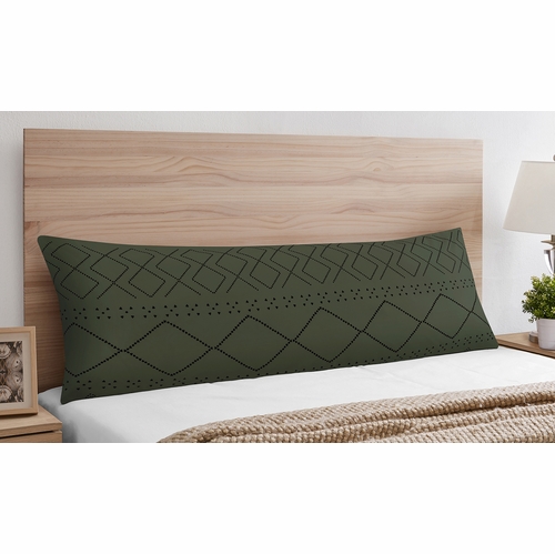 Boho Tribal Green and Black Collection Full Length Body Pillow Cover