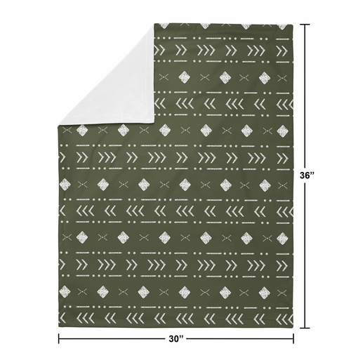 Boho Tribal Green and White Baby Blanket - alt image 3