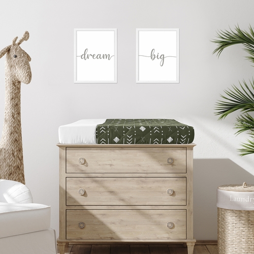 Boho Tribal Green and White Changing Pad Cover - alt image 1