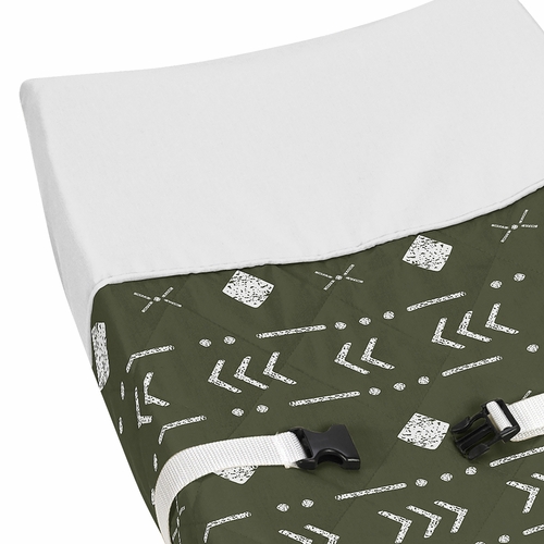 Boho Tribal Green and White Changing Pad Cover - alt image 3