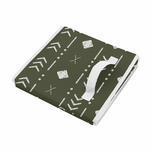 Boho Tribal Green and White Foldable Fabric Storage Bins - alt image 3