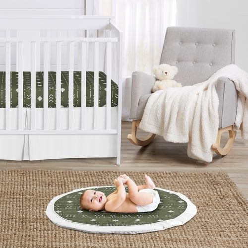 Boho Tribal Green and White Playmat - alt image 1