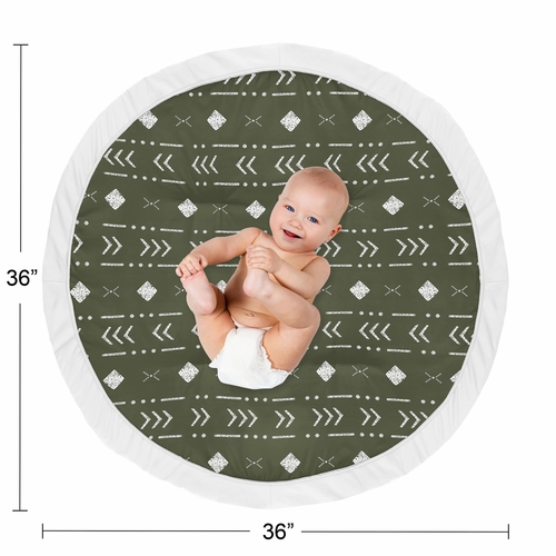 Boho Tribal Green and White Playmat - alt image 3