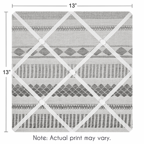 Boho Tribal Grey Jacquard Collection Fabric Memo Board