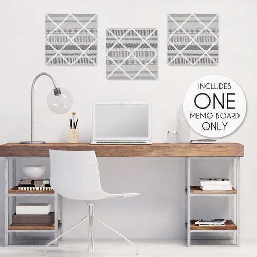 Boho Tribal Grey Jacquard Collection Fabric Memo Board - alt image 1