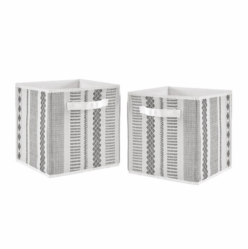 Boho Tribal Grey Jacquard Collection Foldable Fabric Storage Bins