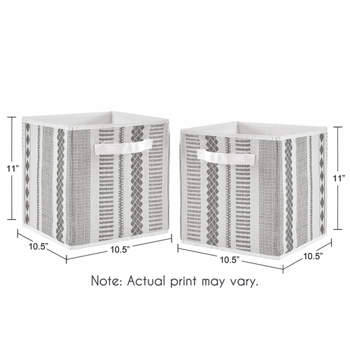 Boho Tribal Grey Jacquard Collection Foldable Fabric Storage Bins - alt image 2