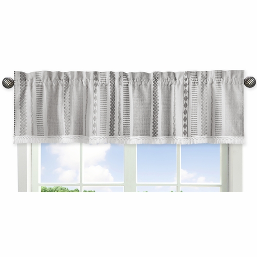 Boho Tribal Grey Jacquard Collection Window Valance