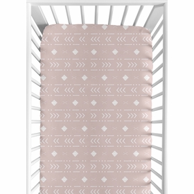 Boho Tribal Mauve and White Crib Sheet