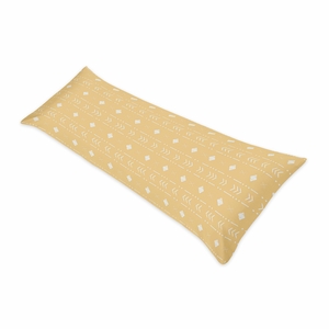 Boho Tribal Mustard and White Full Length Body Pillow Cover