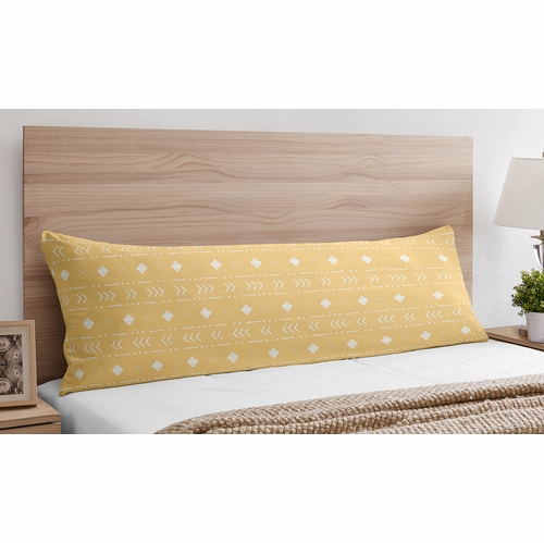 Boho Tribal Mustard and White Full Length Body Pillow Cover - alt image 1