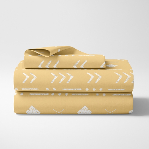 Boho Tribal Mustard and White Twin Sheet Set - alt image 1