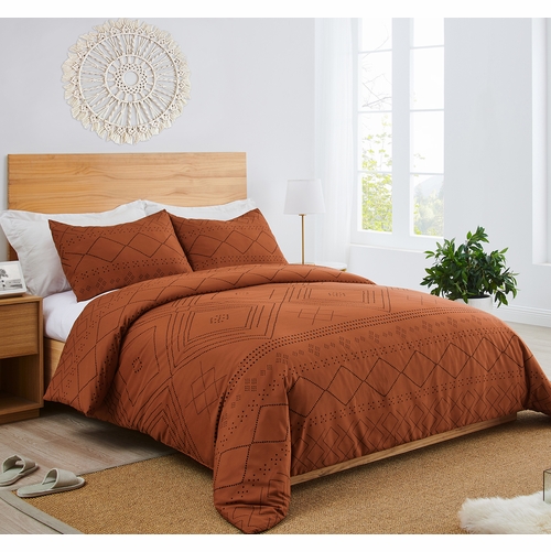 Boho Tribal Orange and Black Collection Queen Duvet Cover Bedding Set - alt image 1