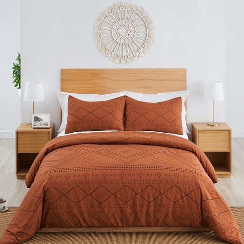 Boho Tribal Orange and Black Collection Queen Duvet Cover Bedding Set - alt image 2
